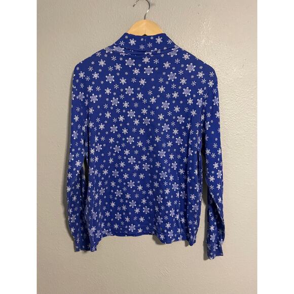 Vintage NutCracker Shirt Womens XL Blue Snowflake Mock Neck Long Sleeve Holiday - Picture 4 of 7